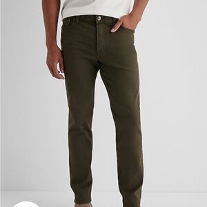 Express Men's Slim Fit Olive Jeans